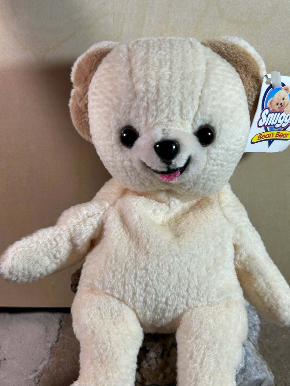 Snuggle Bear Bean Bag white Plush 1999 advertising